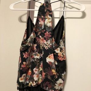 Floral suede like wit black under lace.